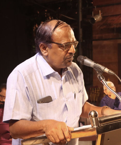 T. M. Abraham at Lokadharmi's 26th Annual Day and World Theatre Day 2023 event, at Lokadharmi Nadakaveenu